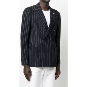 Who What Wear Black White PinStriped Double Breasted Women’s Stretch Blazer S